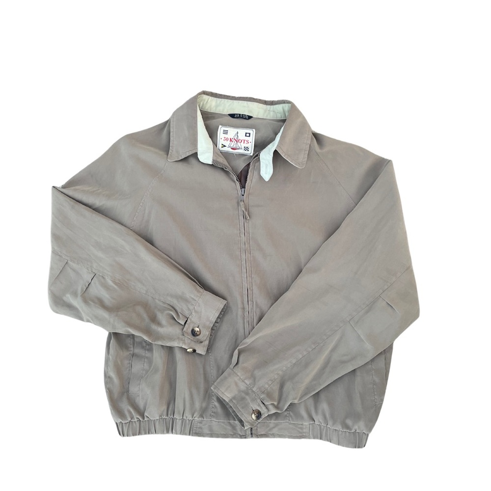 30 Knots Men’s Jacket Size Medium Gray Zip Front Nautical Bomber Swing Coat vtg